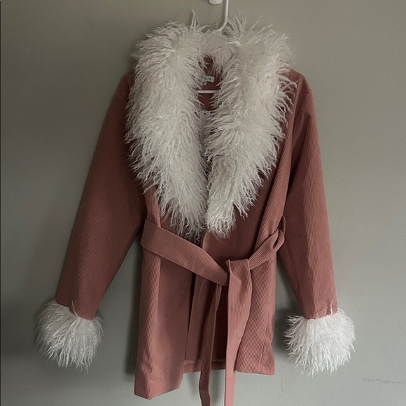 VENUS Jackets & Blazers - Women's Pink Jacket with Faux Fur Trim